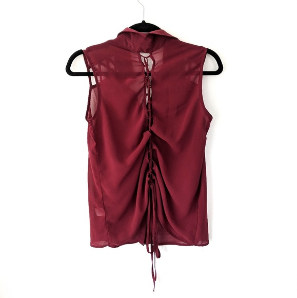 Tobi × MAROON X'ed Spine Chiffon blouse - Picture 4 of 6